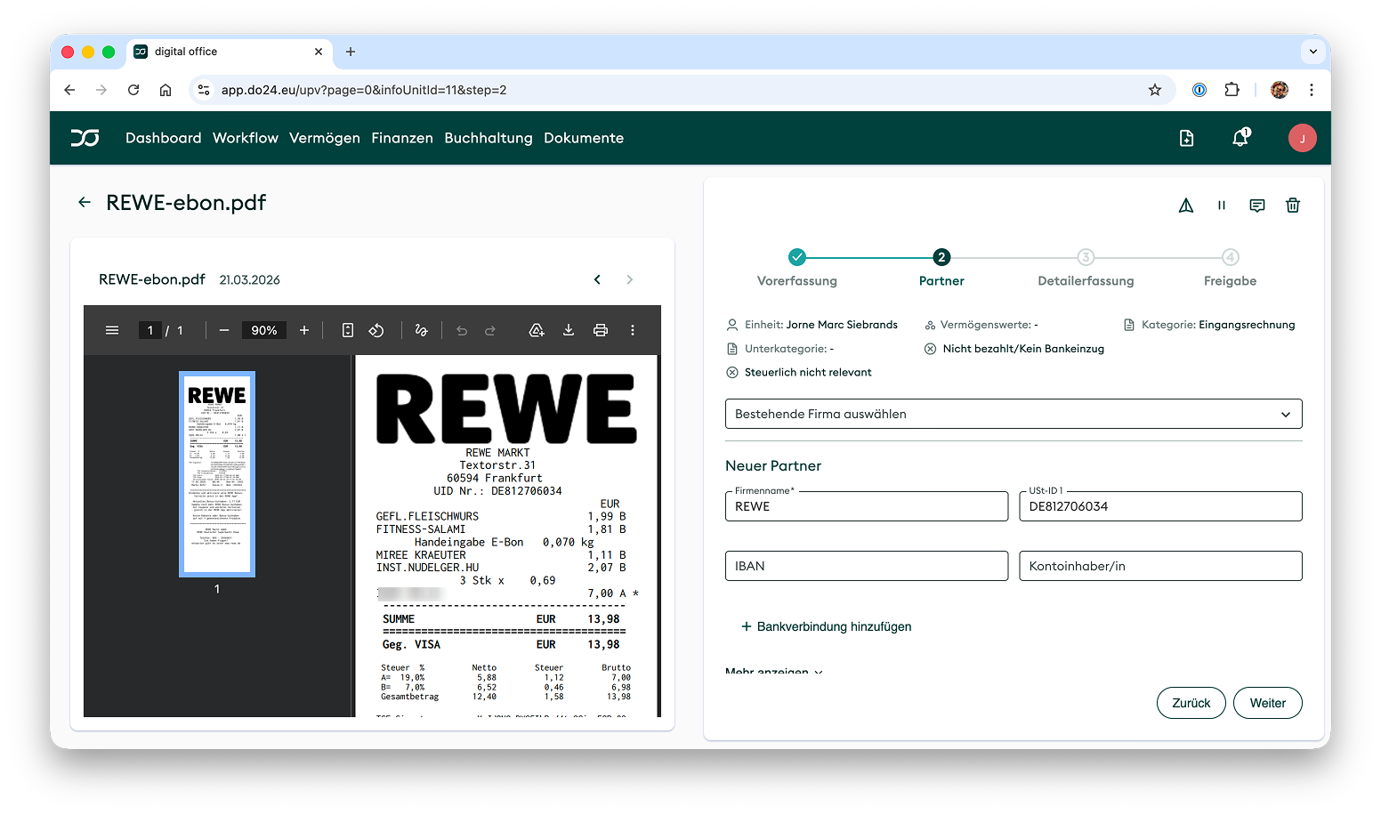 The legacy digital office workflow: a document preview alongside the input form