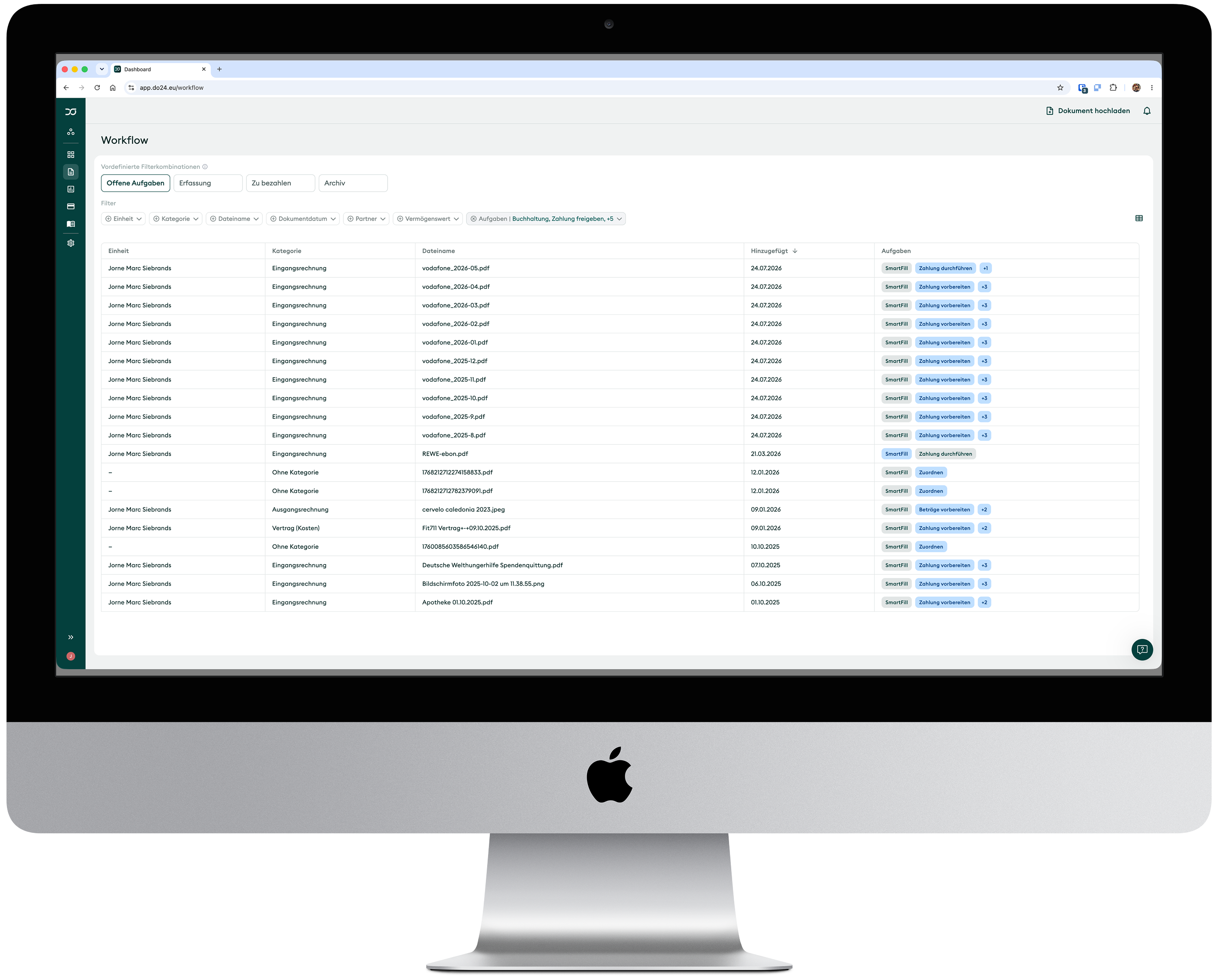 Open tasks per document across the workflow queue