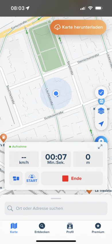 The legacy Bikemap bike computer before Pause Mode